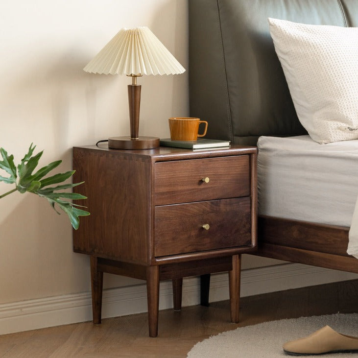 Black Walnut Solid Wood Nightstand.