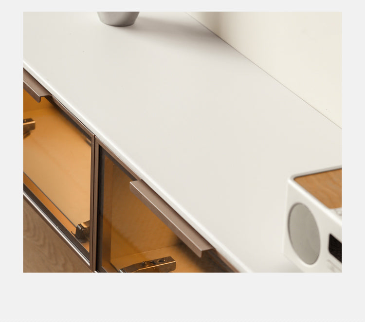 Poplar Solid Wood Wall Mounted TV Cabinet with Light.