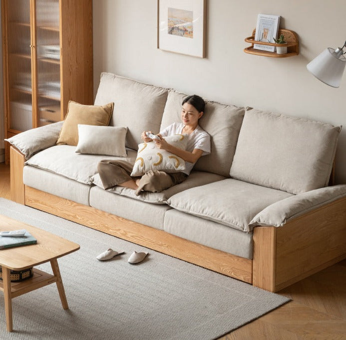 Oak Solid Wood Floor to Floor Tall Sofa.