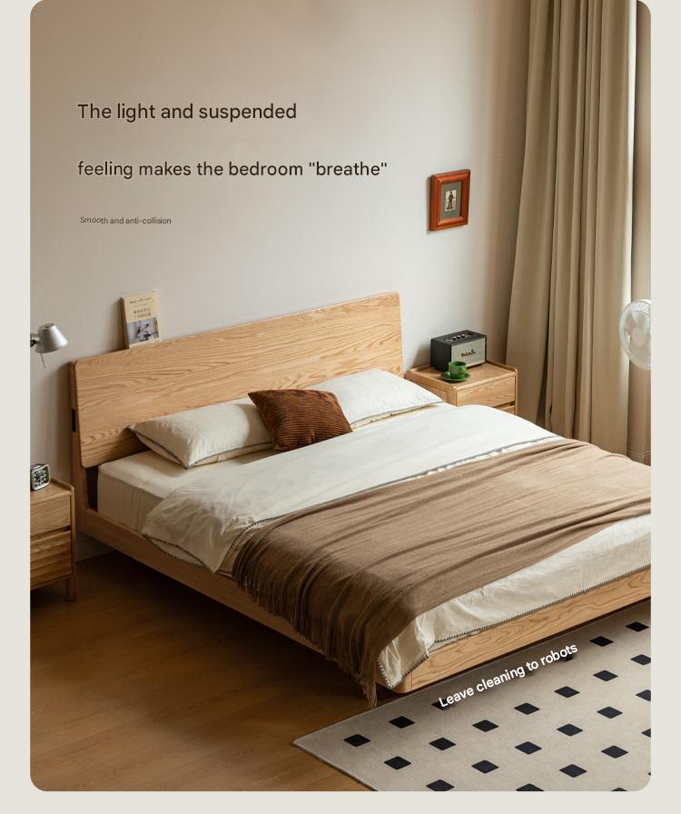 Oak Solid Wood Modern Suspension Bed