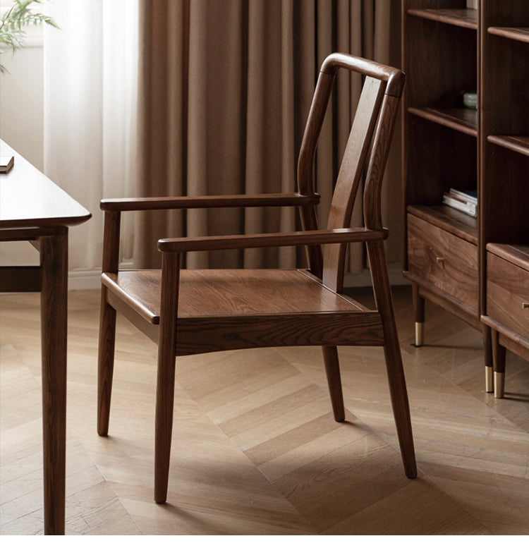 Black Walnut, Ash Solid Wood Backrest Dining Armchair