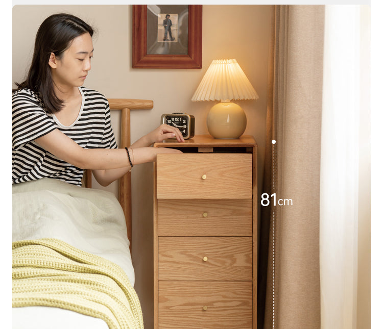 Oak, Beech Solid Wood Chest of Drawers, Multi-Functional Storage Cabinet Combination