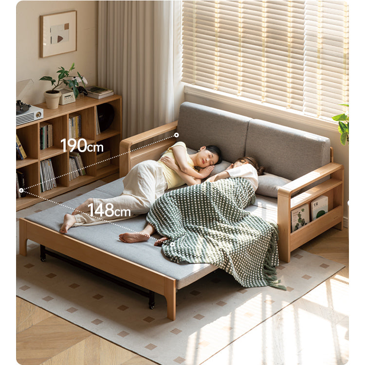 Oak Solid Wood Multi-function Sleeper Sofa.