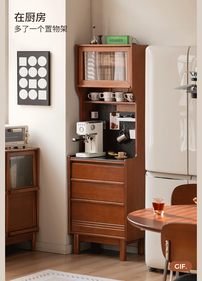 Poplar Solid Wood Vintage Style Sideboard with Dining Room Storage