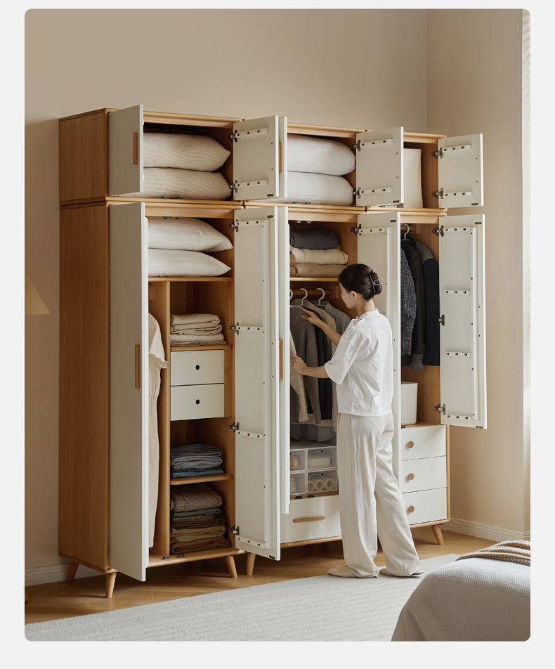 Beech Solid Wood Wardrobe Combination.