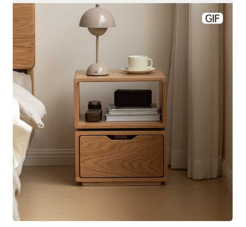 Oak Solid Wood SideTable Rotating Nightstand.