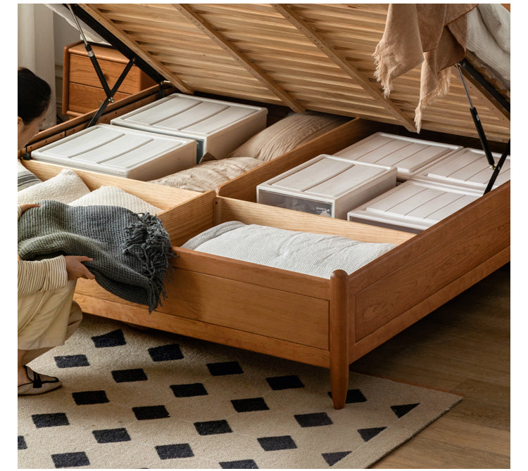 Cherry Wood, Black Walnut Solid Wood Box Bed