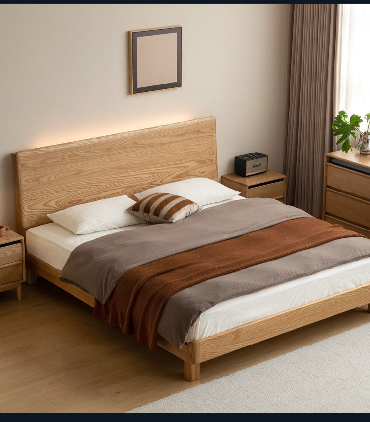 Ash, Beech Solid Wood Modern Simple Luminous Bed
