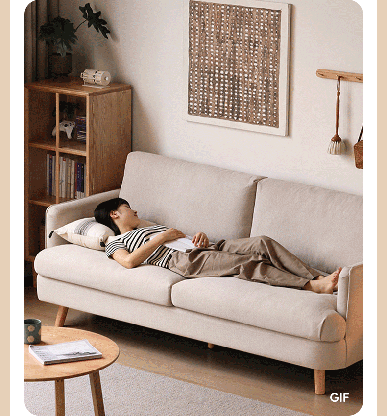 Fabric Sofa Modern Three-seat Straight Sofa.