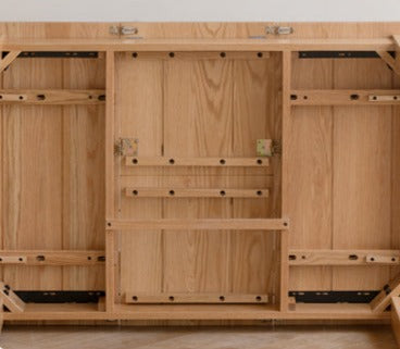 Oak Solid Wood Telescopic Folding Dining Table