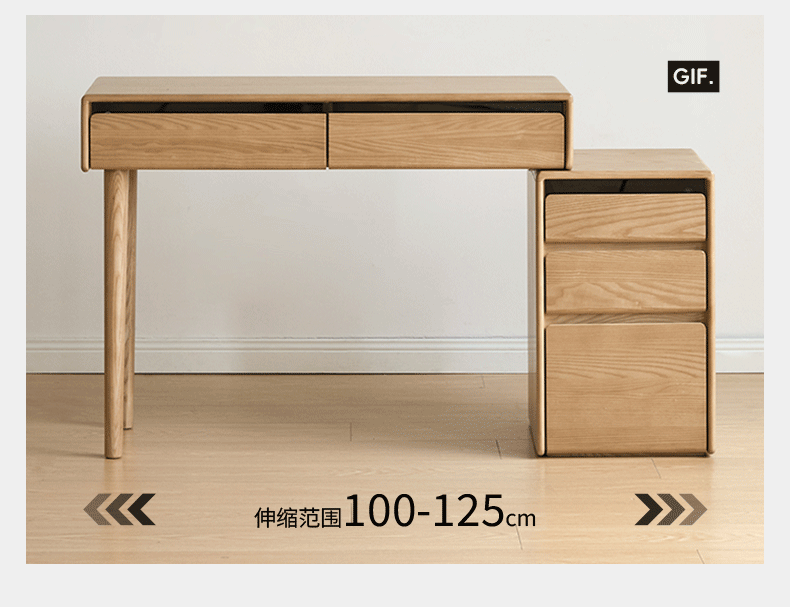 Ash Solid Wood Modern Retractable Dressing Table