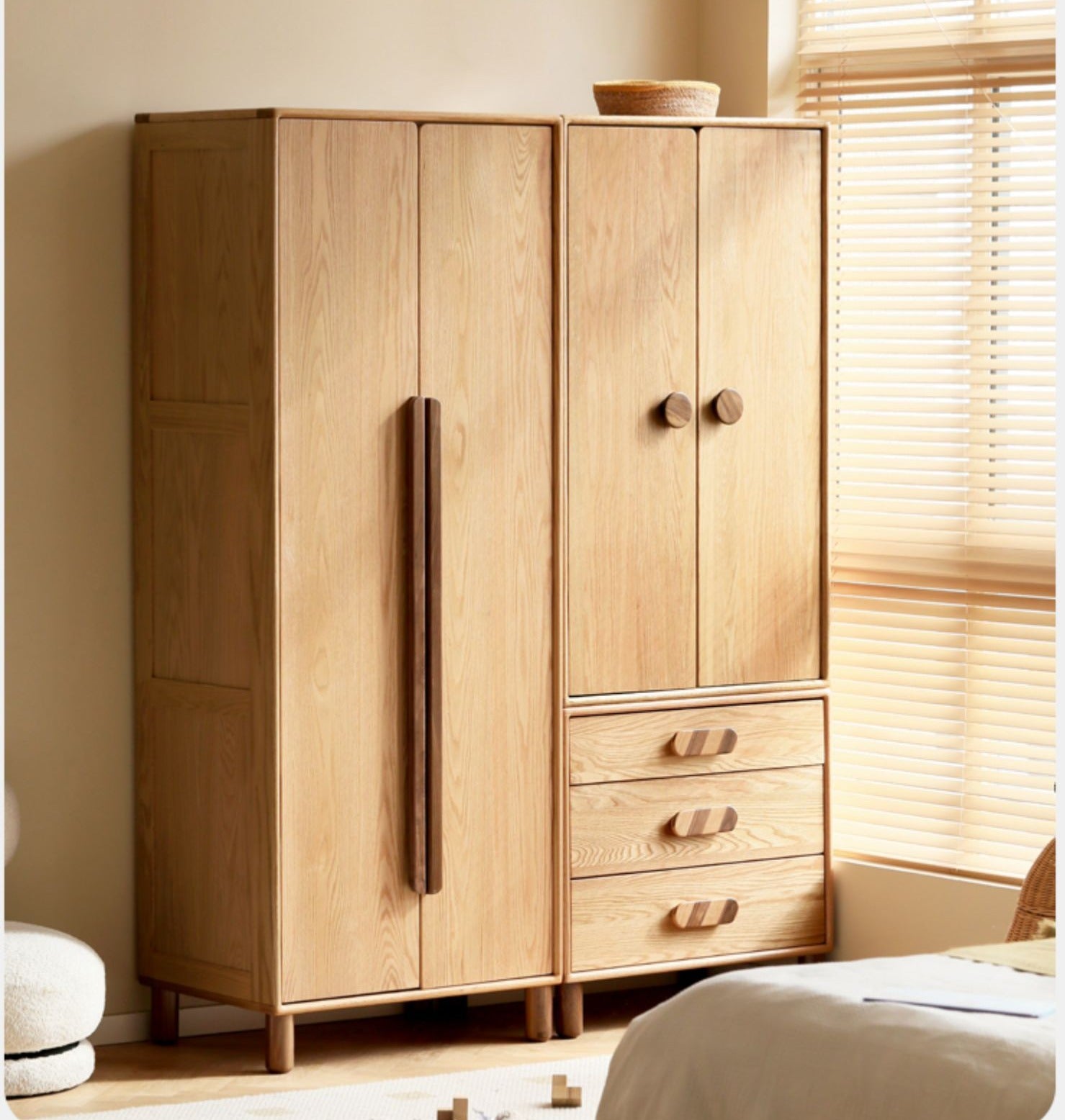 Oak Solid Wood Wardrobe Bookcase Free Combination