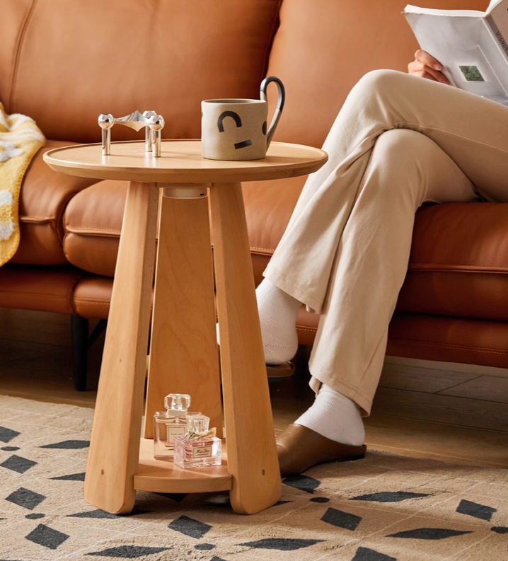 Beech Solid Wood Nordic Side Table.