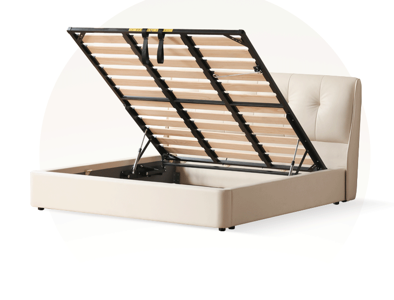 Leather Cream Soft Box Bed