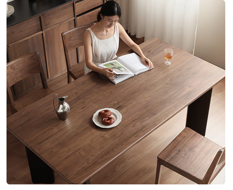 Black Walnut Solid Wood Light Luxury Rectangular Dining Table