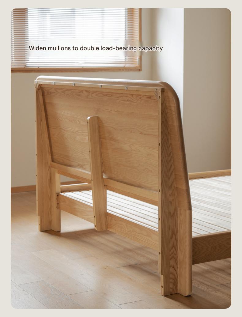 Ash Solid Wood Bed Simple High Headboard.