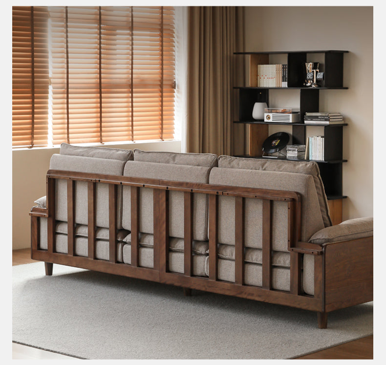 Black Walnut, Ash, Oak Solid Wood High Back Sofa.