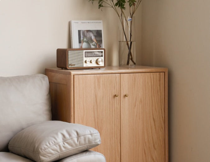 Oak Solid Wood Floor-To-Ceiling Combination Bookshelf, Glass Bookcase