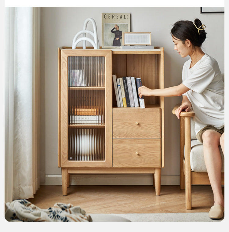 Ash Solid Wood Side Cabinet Storage.