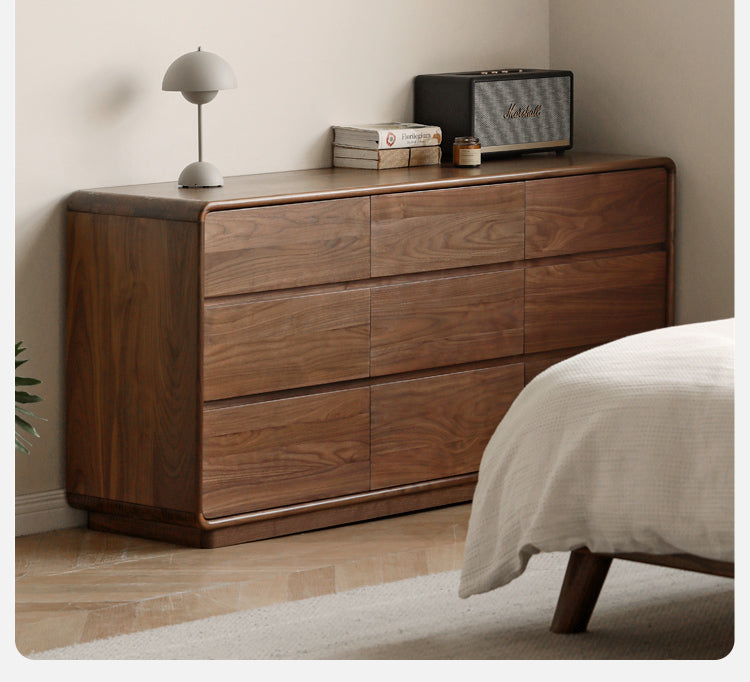 Black Walnut, Poplar Solid Wood Storage Cabinet Chest of Drawers