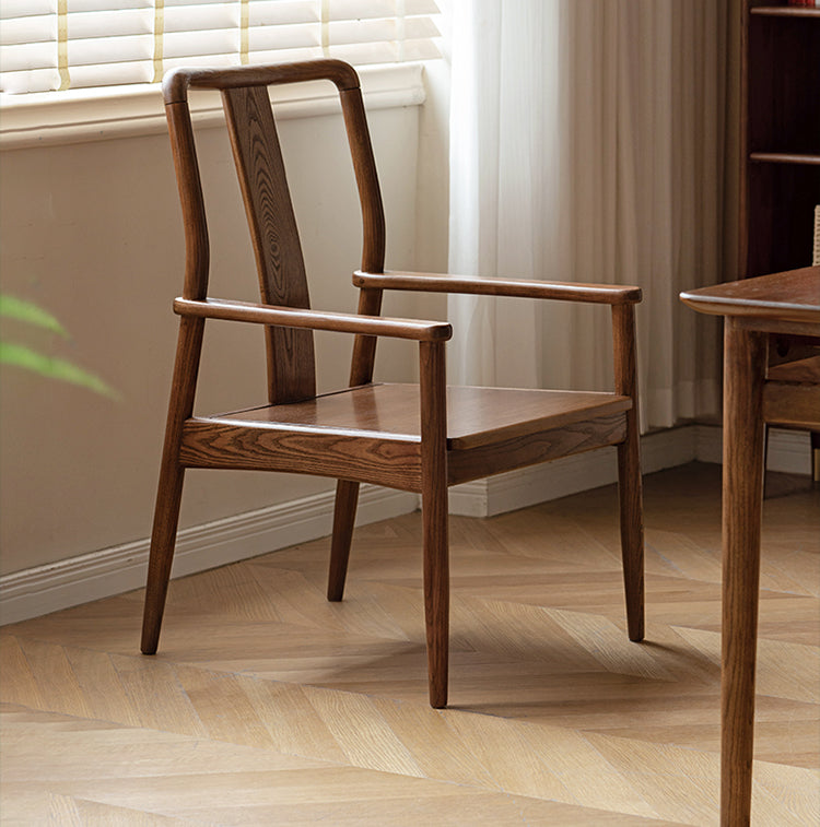 Black Walnut, Ash Solid Wood Backrest Dining Armchair