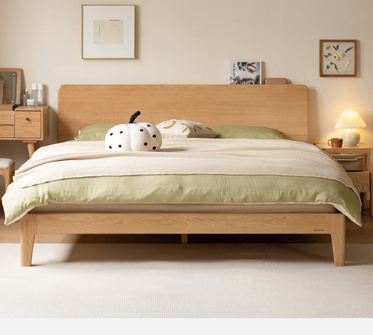 Oak, Ash Solid Wood High Head Board Bed