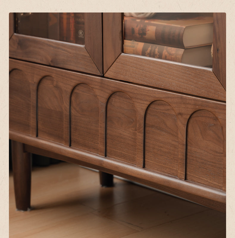 Black Walnut Solid Wood French Retro Side Cabinet