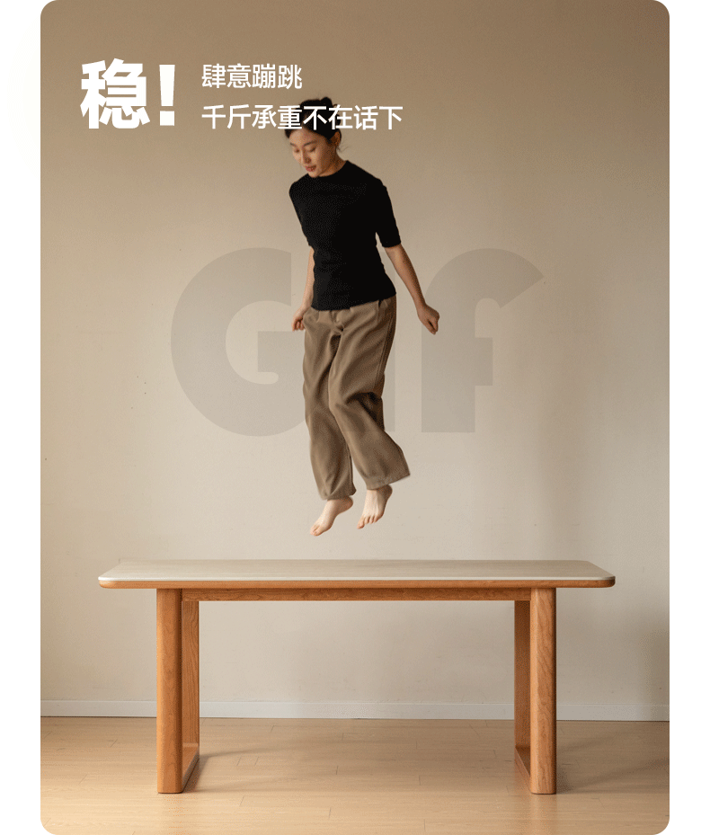 Cherry Solid Wood Retro Rock Board Dining Table