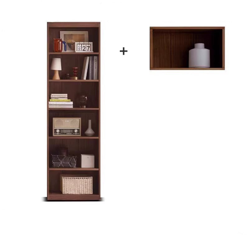 Solid Rubberwood, Oak Solid Wood Bookcase Modern With Glass Door