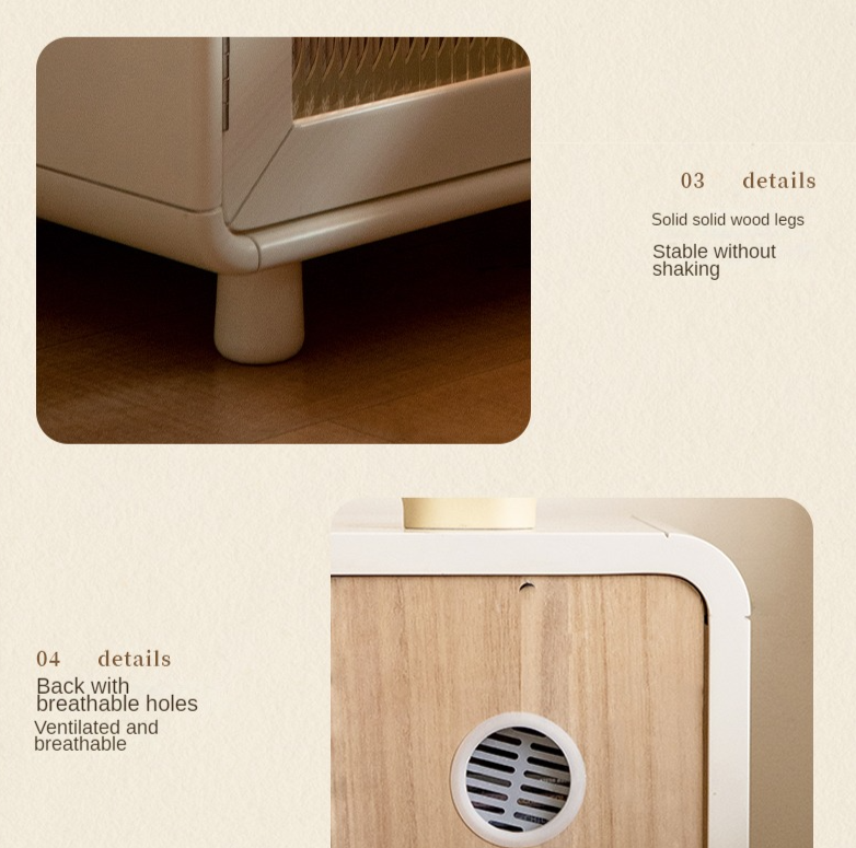 Solid RubberWood, Poplar Solid Wood Light Nightstand Cream Style