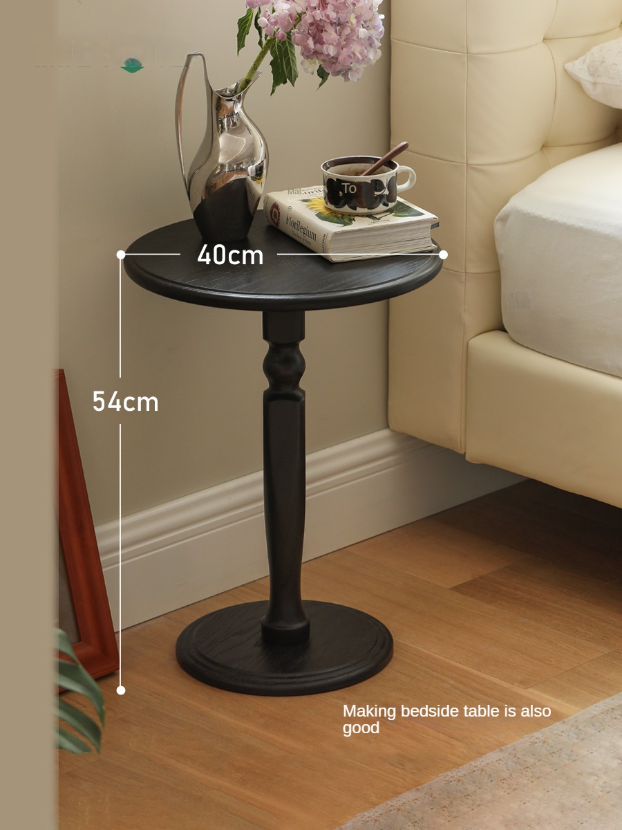 Oak Solid Wood Side Table Black Small Furniture