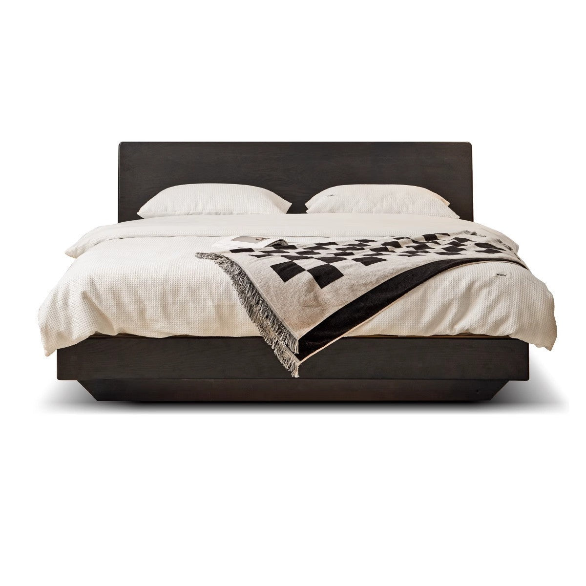 Oak,Black Walnut Solid Wood Suspended Luminous Box Bed