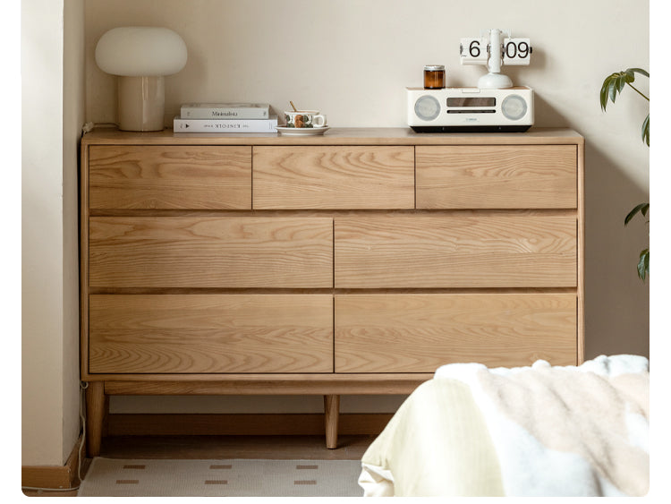 Ash Solid Wood Dresser, Drawer Storage Cabinet