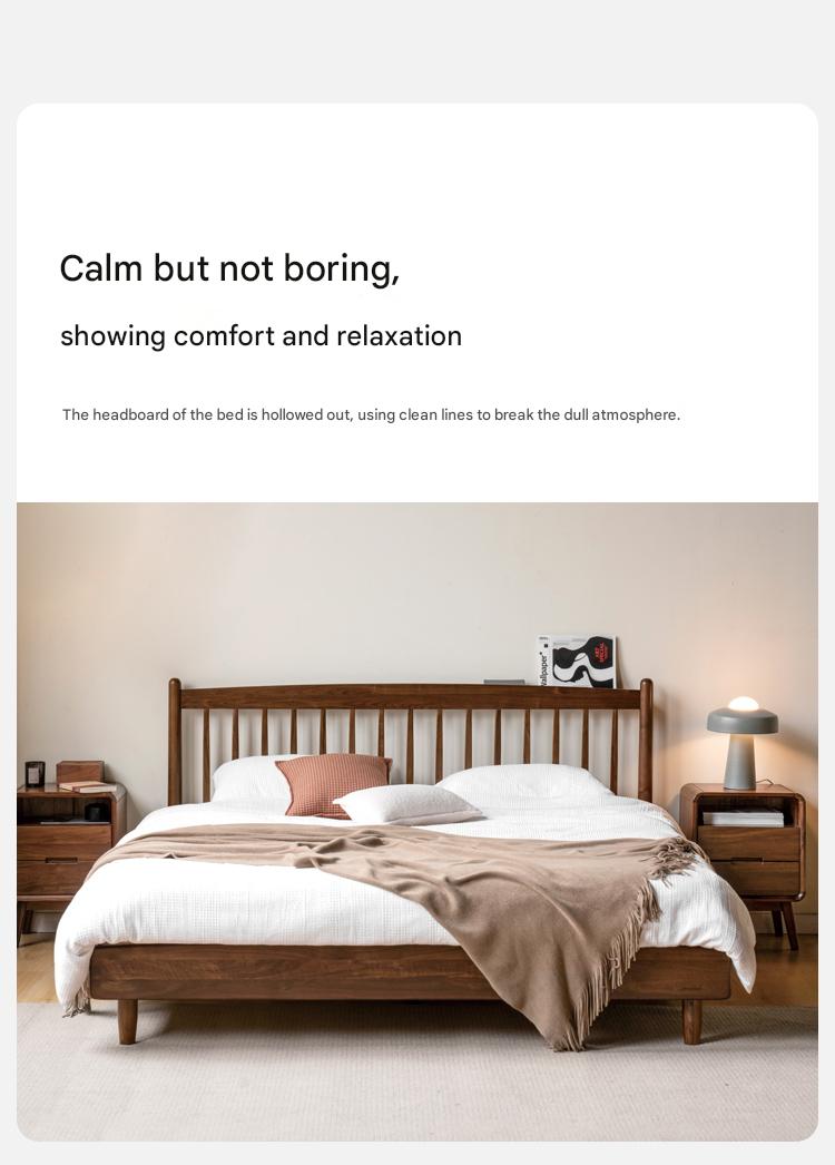 Black Walnut Solid Wood Bed Modern