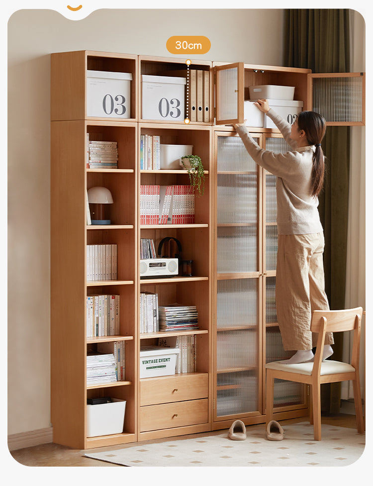 Beech European Solid Wood Bookcase Combination Cabinet