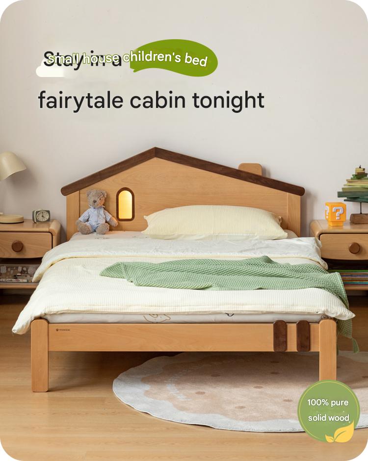 Beech, Poplar, Little House Kids Bed with 15min Delay Turning Off the Lights<