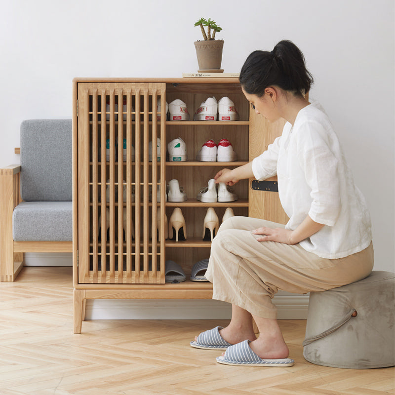 Ash Solid Wood Storage Shoe Cabinet