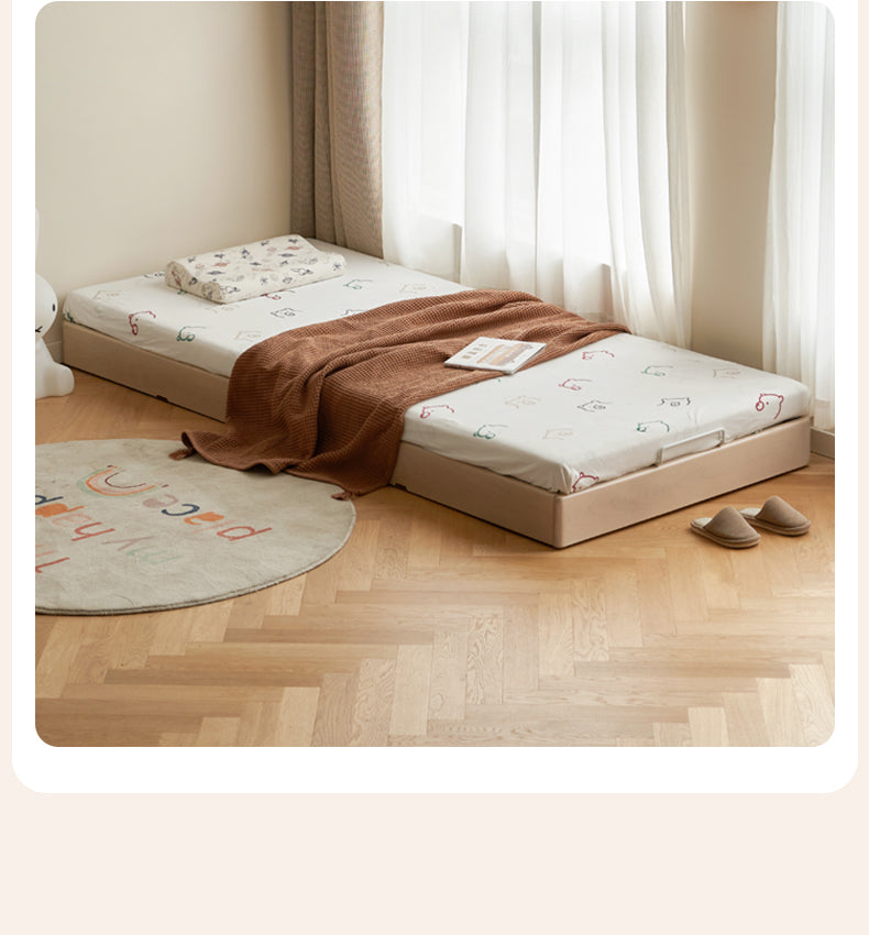 Rubberwood Solid Wood Mother-and-child platform bed, headboard-free bed