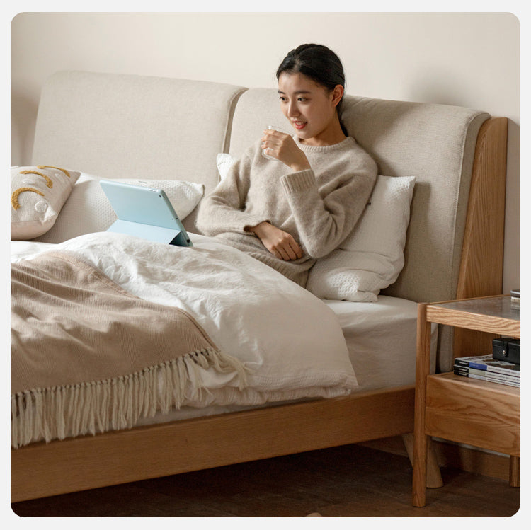 Rubberwood, Oak solid wood Soft Bed