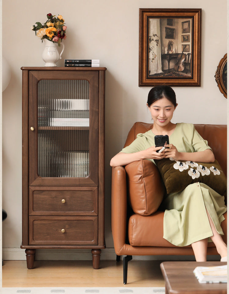 Black Walnut Solid Wood American Retro Locker Side Cabinet.