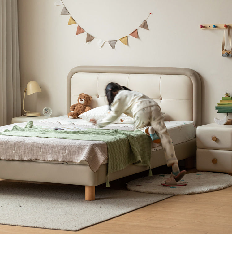 Organic Leather Children's Soft Bag High Headboard Single Bed