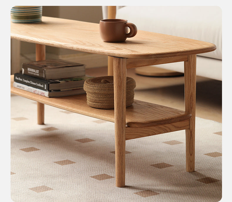 Oak Solid Wood Minimalist Ultra Narrow Coffee Table