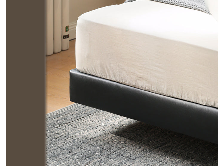 Genuine Leather Bed Italian Light Luxury Head Layer Cowhide