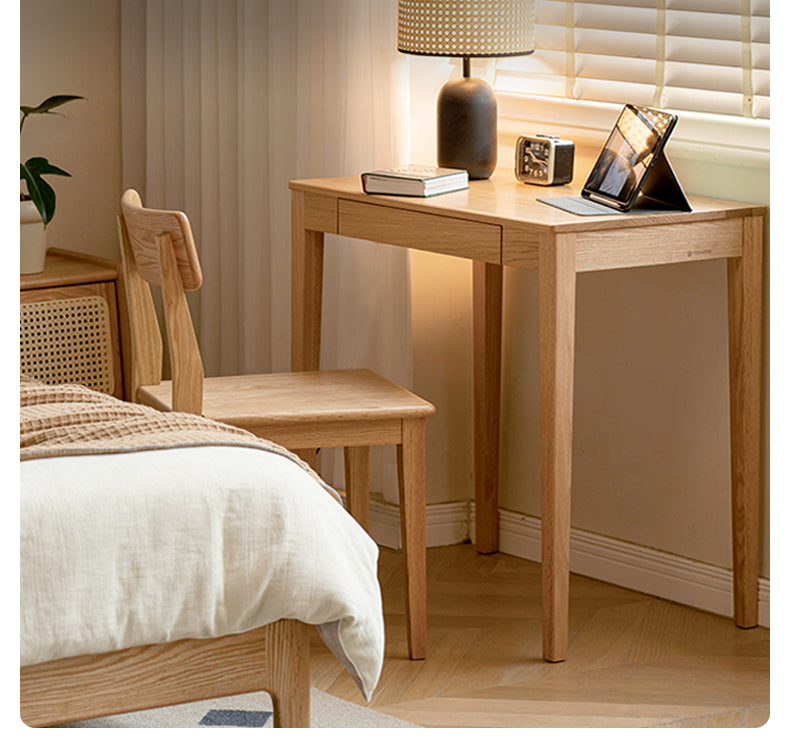 Solid Rubberwood, Oak Solid Wood Small Desk