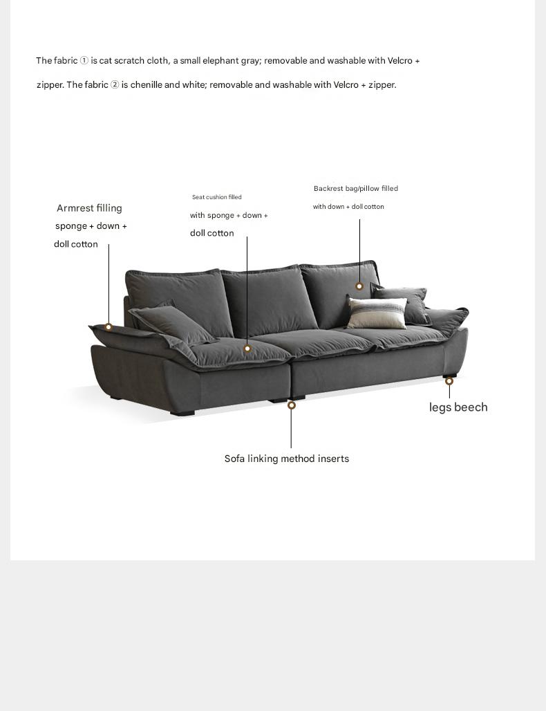 Fabric Coastal-style scratch-resistant sofa