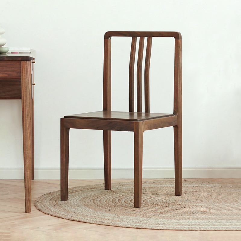 Black Walnut Solid Wood Dining Chair with Backrest 4pcs