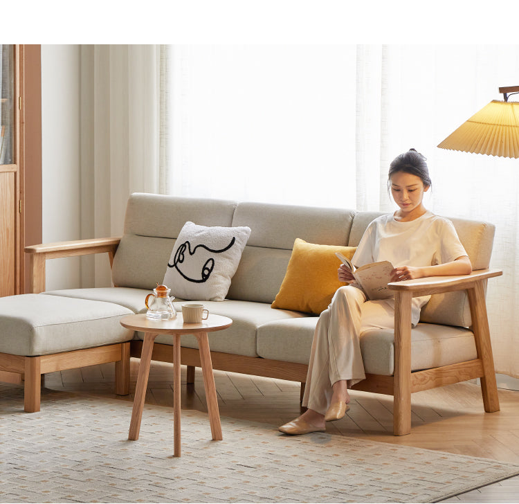 Ash Solid Wood Straight Sofa Modern.