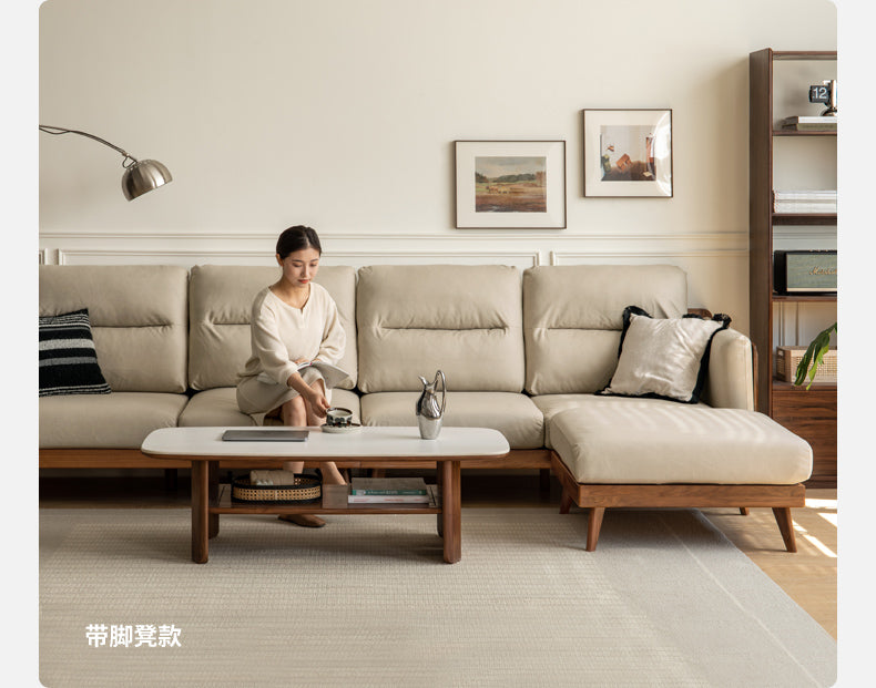 Black Walnut Solid Wood Sofa,Technology Cloth, Fabric.