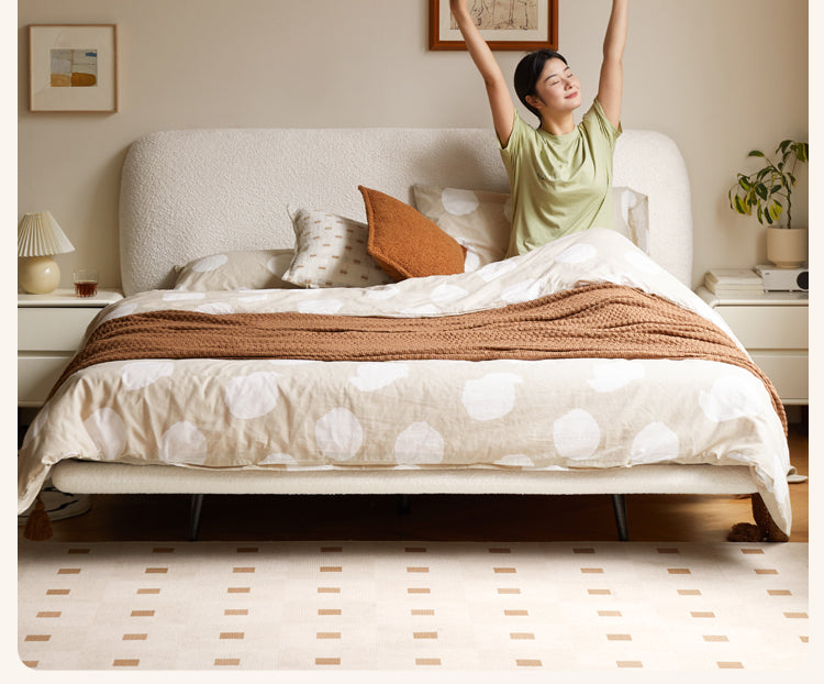 Fabric Soft Luminous White Suspension Imitation Lamb Fleece Bed