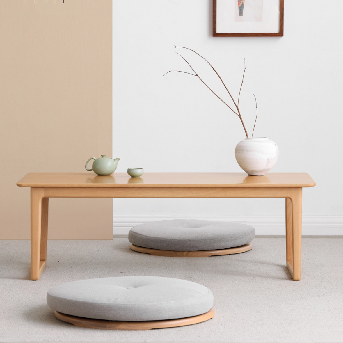 Beech Solid Wood Coffee Table, Bay Window Table